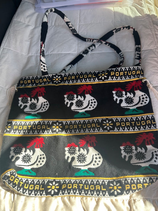Portuguese wool bag rooster pattern