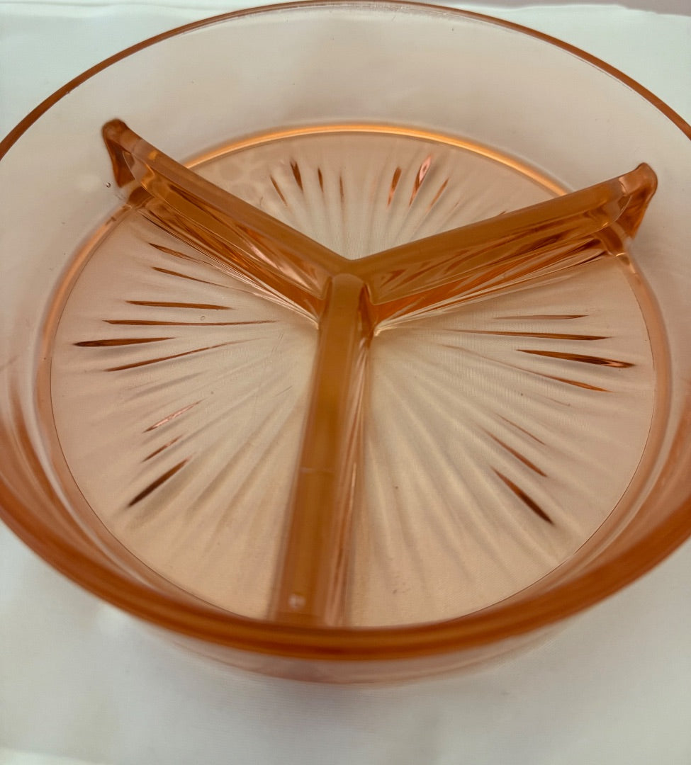 Pink Depression Glass Pink depression relish dish, 6 3/4