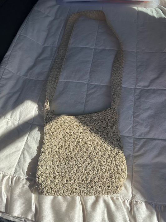 Knitted purse approximately 5 inches in diameter long strap Blue Oval 12.5 inch Serving Platter