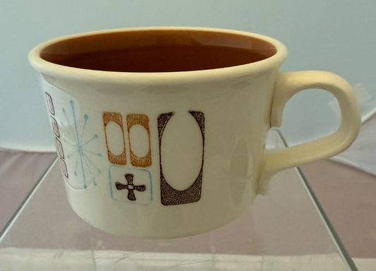 Cream, brown Taylor Smith Cathay Moderne Atomic Starburst Cups (4)