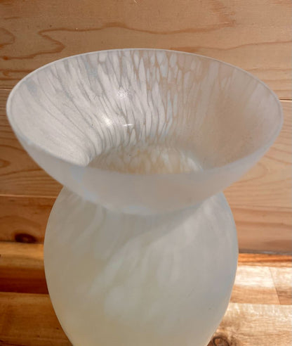 White and Green  Glass Vase, 4" (w) x 10" (t)