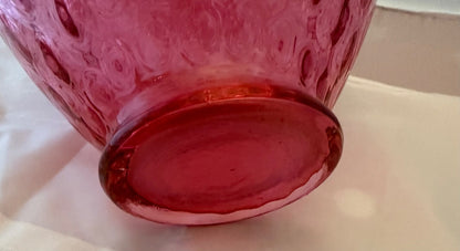 Cranberry Fenton Glass Fenton Cranberry Coin Dot Vase, 11.5 x 8”