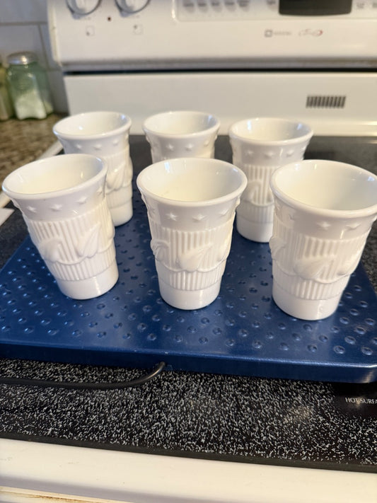 White Fostoria glass Fostoria Wistar milk glass juice glasses (2)