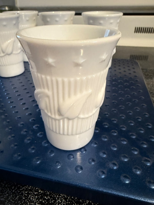 White Fostoria glass Fostoria Wistar milk glass juice glasses (2)