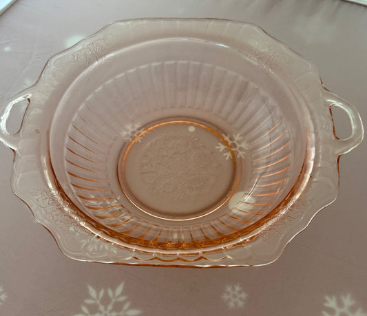 Pink Anchor Hocking Mayfair Bowl Pink Depression Glass, 11”