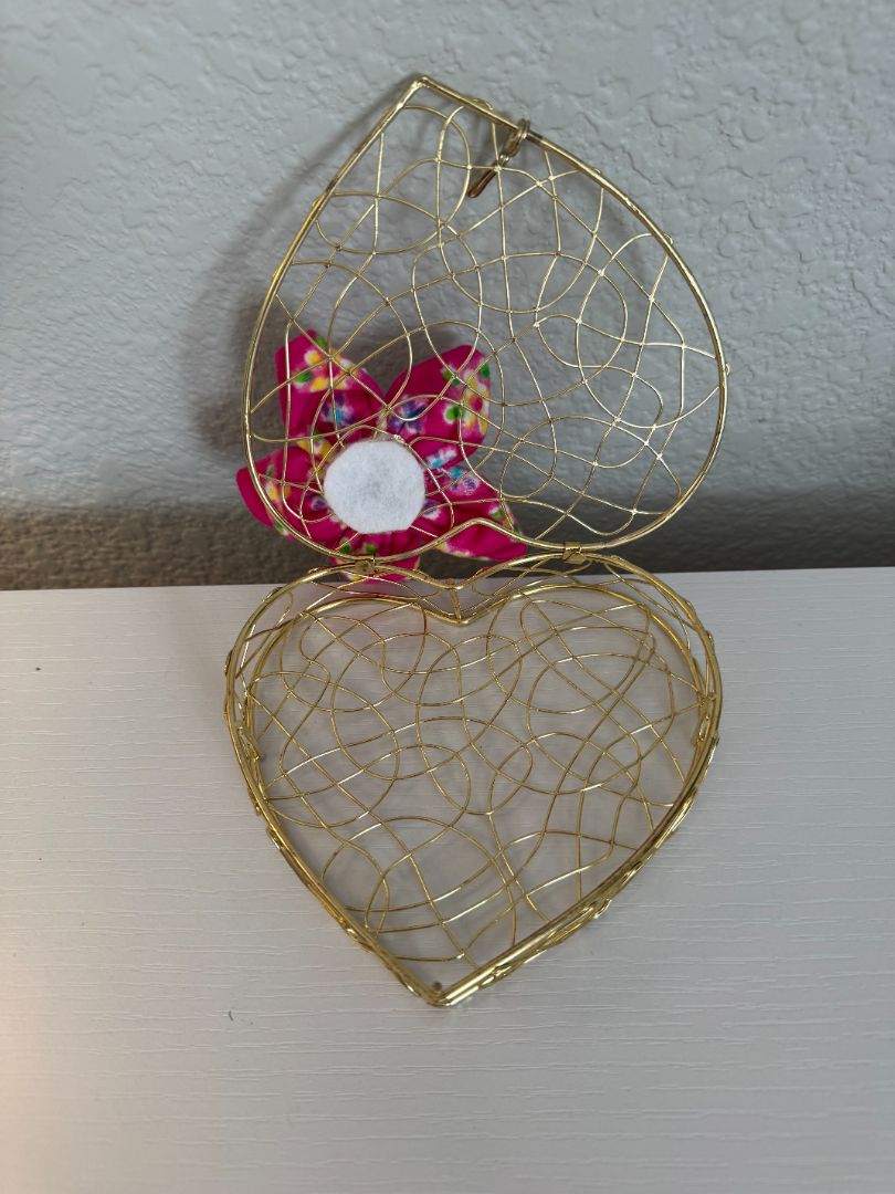 Gold, pink, purple and white  Upcycled Wire Basket, 5"