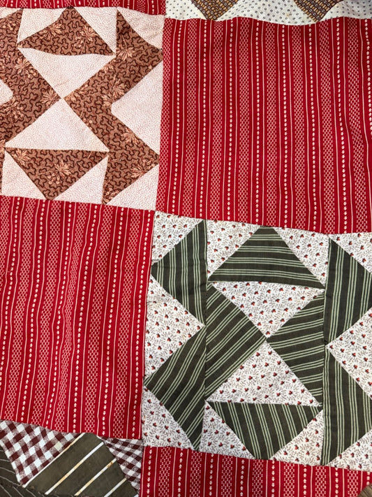 Red & Plaid  Quilt top, 70 x 84