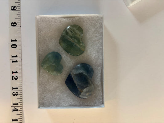 SET OF 3- Polished Fluorite Hearts