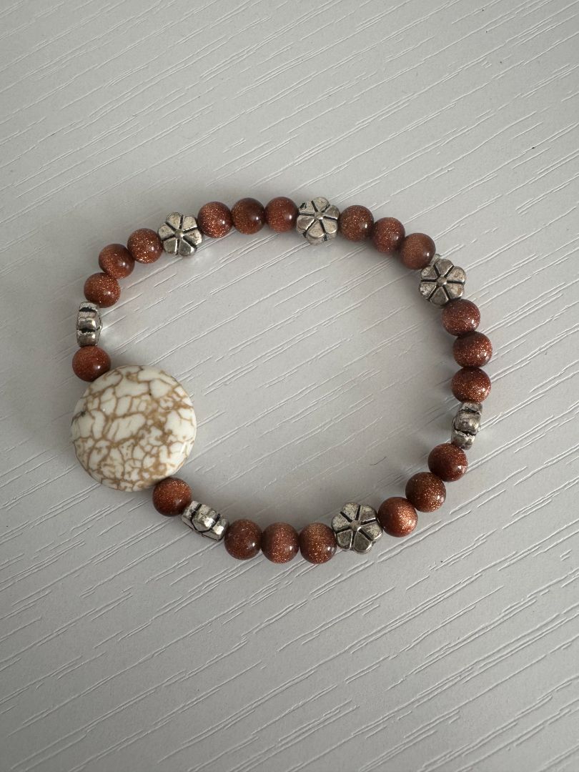 Brown, White and Silver  Costume Jewelry