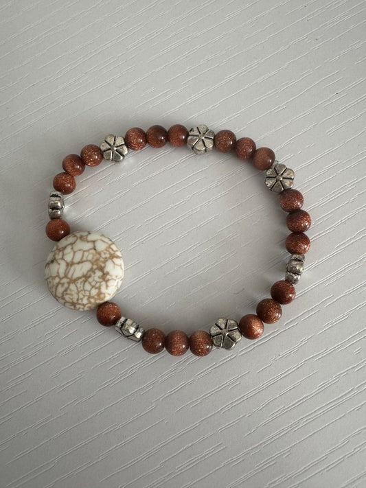 Brown, White and Silver  Costume Jewelry