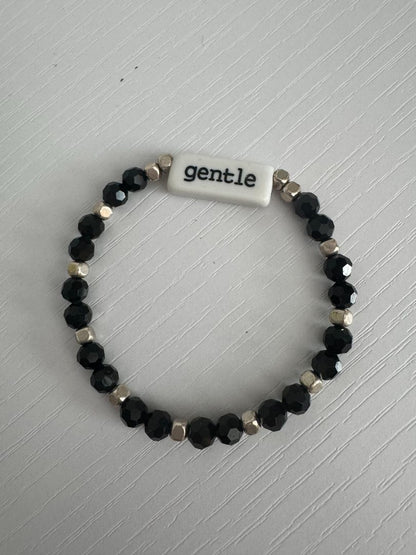 Black, silver and white  Stretch Bracelet - Beads