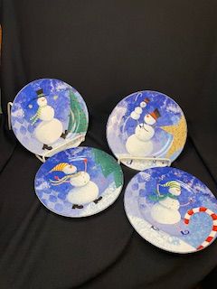 4pc Snowman Plates