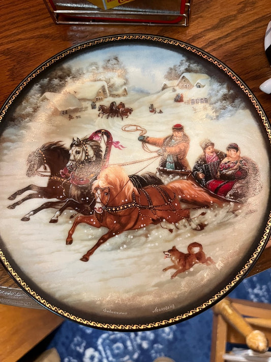 Russian Legends Winter Sleigh Ride plate, 6"