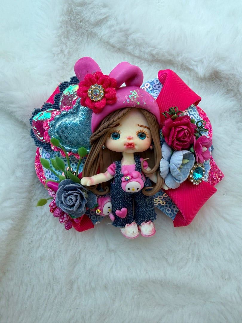 Deluxe Ooak clay doll bow