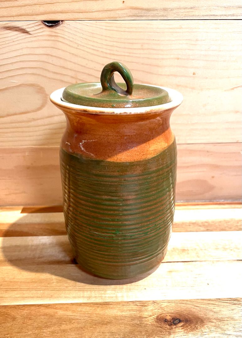 Tall Pottery Pot w/Lid