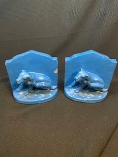 Vtg Blue Dog Bookends (2pcs)