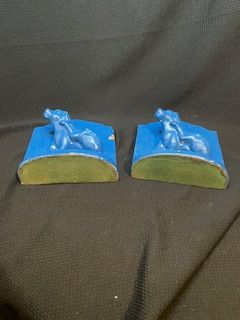 Vtg Blue Dog Bookends (2pcs)