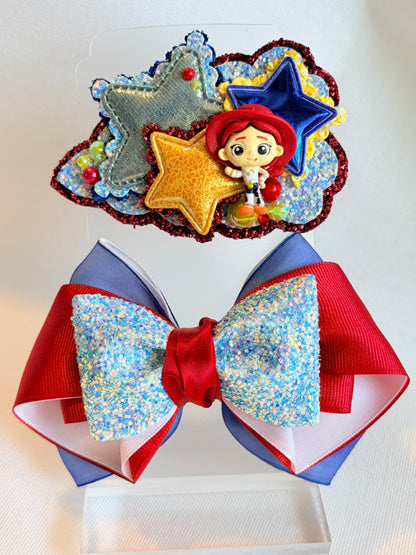 Faux vinyl Clip / ribbon bow set