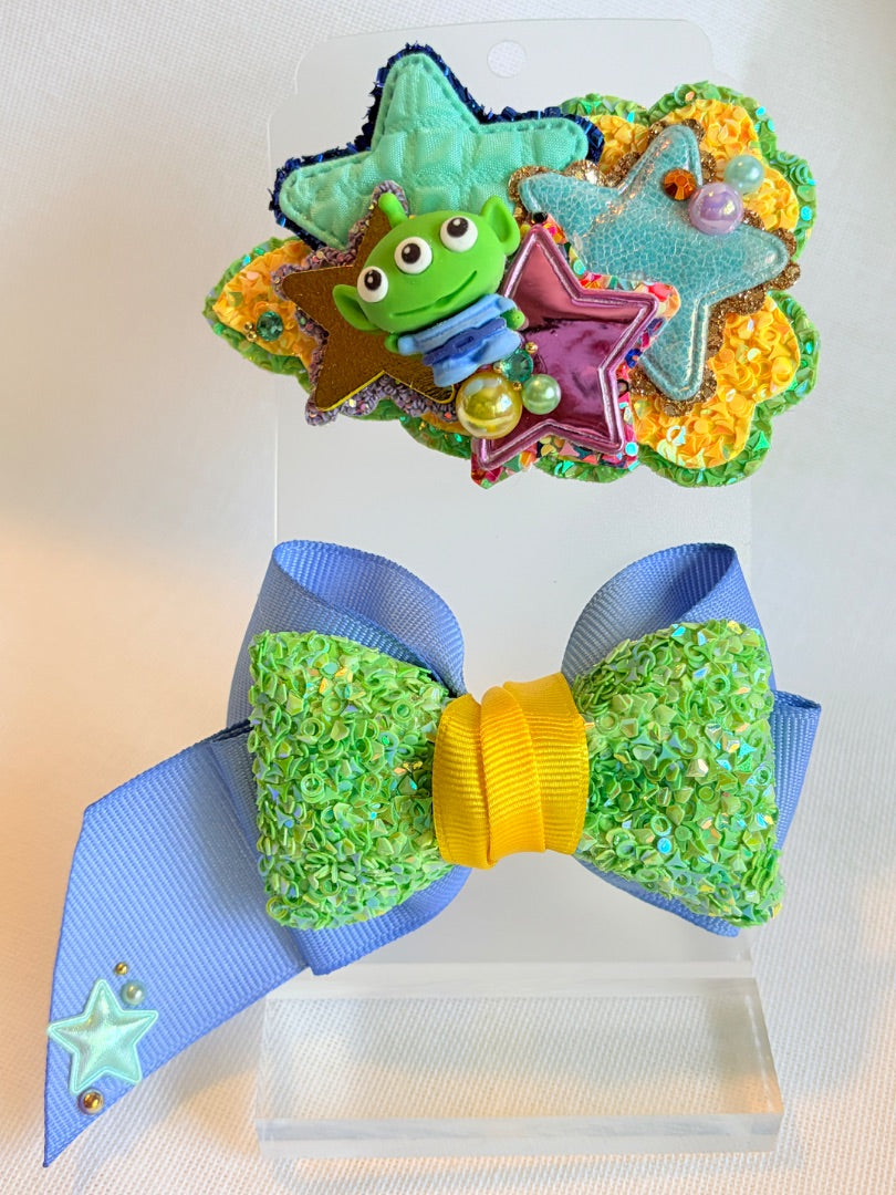 Faux vinyl Clip / ribbon bow set