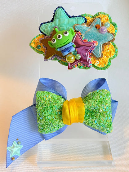 Faux vinyl Clip / ribbon bow set