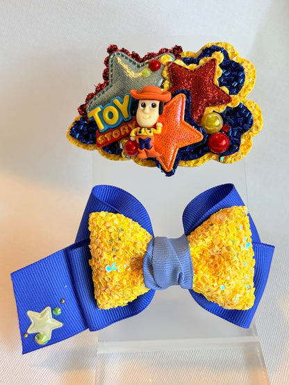 Faux vinyl Clip / ribbon bow set