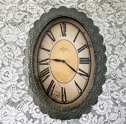 "Paris" Blue Metal Lace Clock