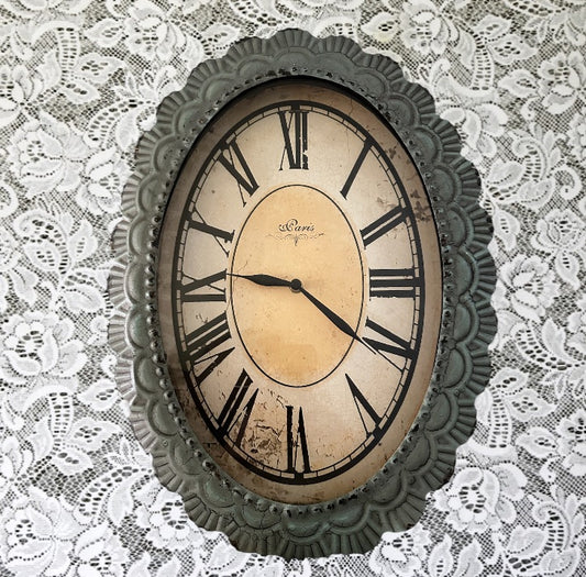 "Paris" Blue Metal Lace Clock