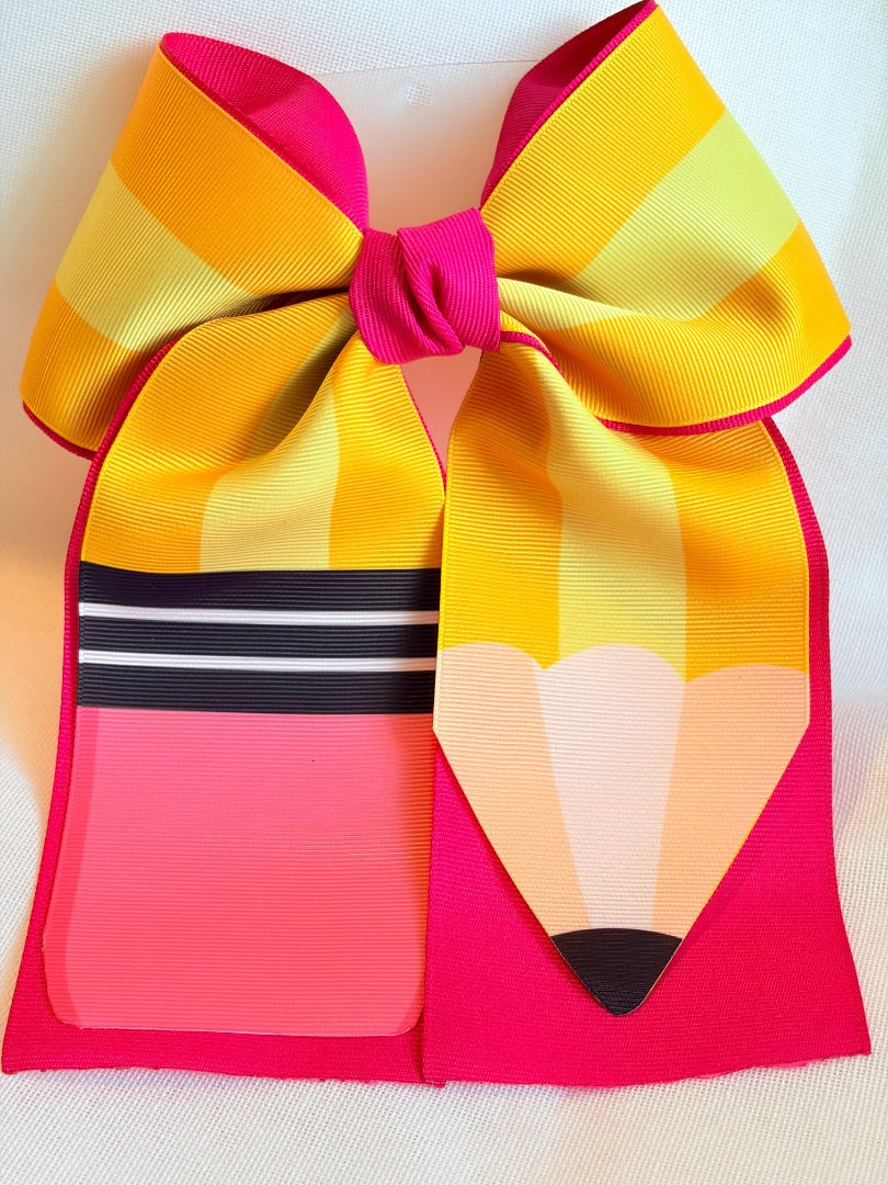 Back to school bow 3” ribbon coletero