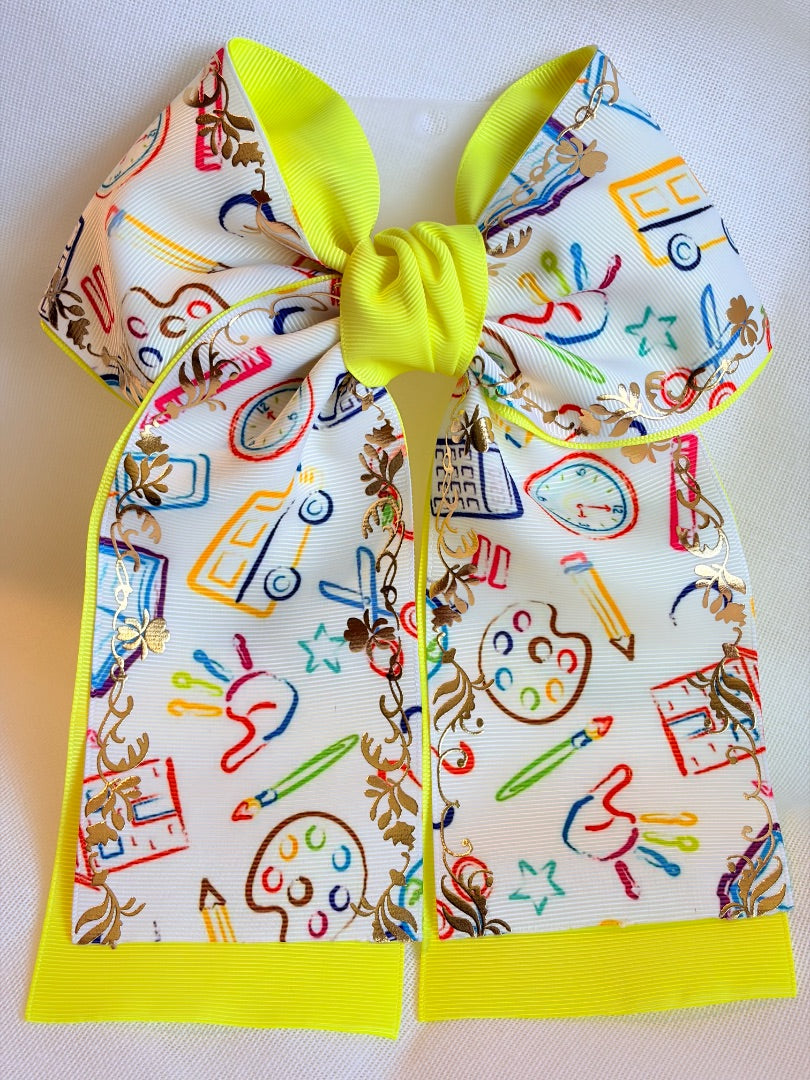 Back to school bow 3” ribbon coletero