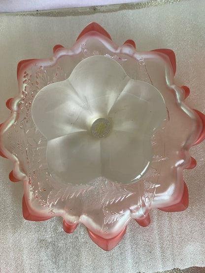 Clear and red Mikasa Footed Bon bon Christmas Dish, 9.5”