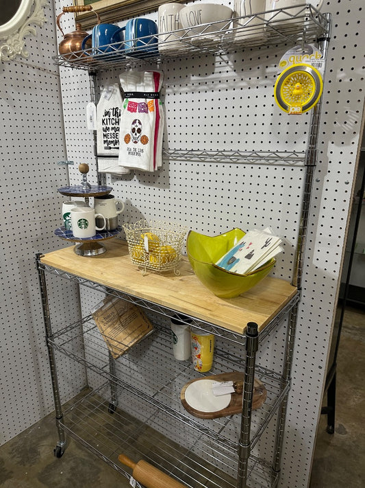 Wire Baker's Rack w Wooden Top