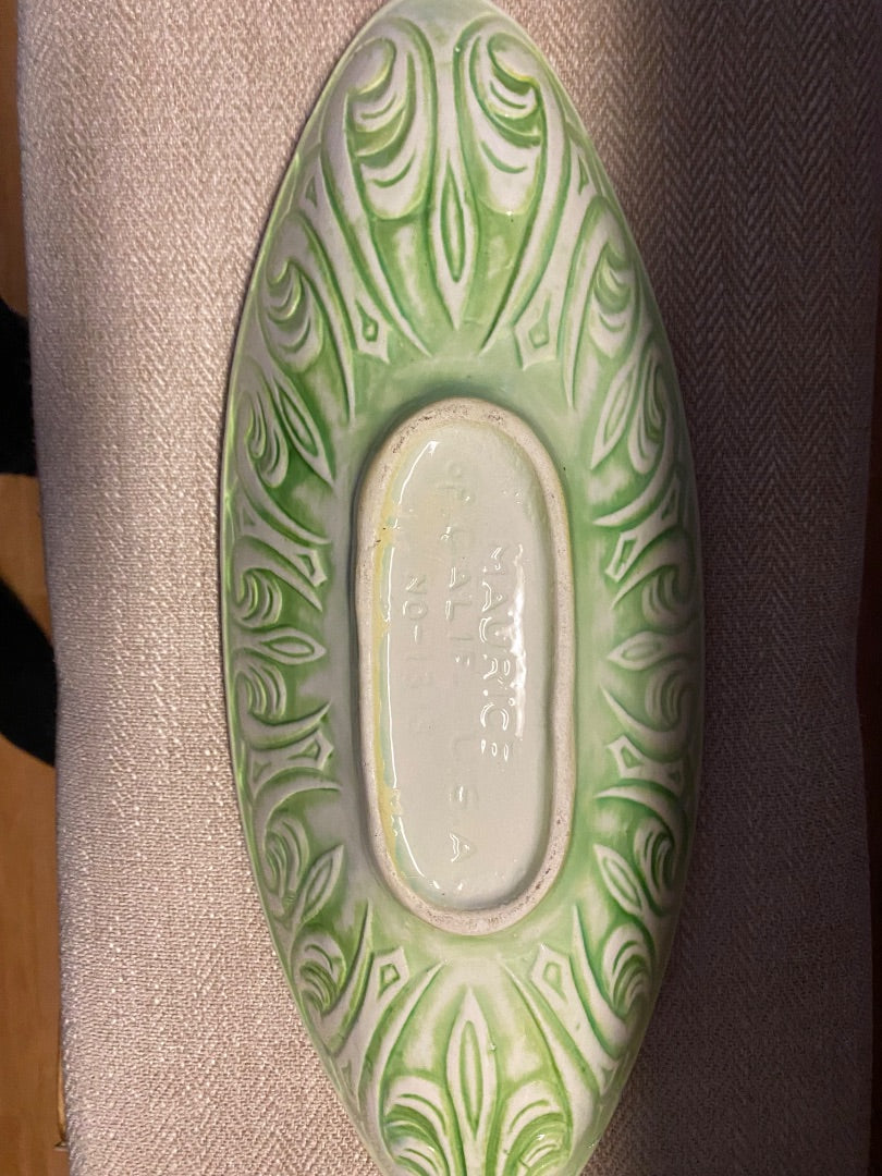 Cream and Green Maurice of Cali Maurice Pottery Server, 1.75”