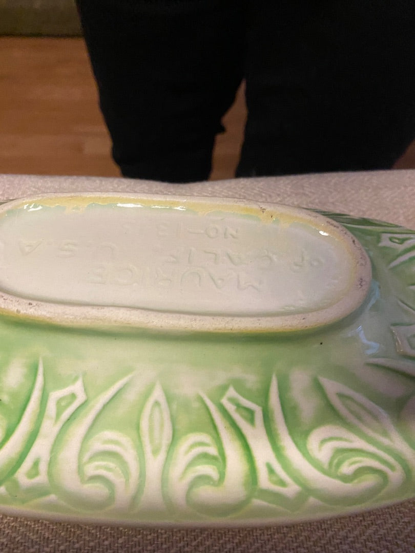 Cream and Green Maurice of Cali Maurice Pottery Server, 1.75”