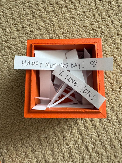Orange  Wooden Box Filled with Love, 3" x 3"