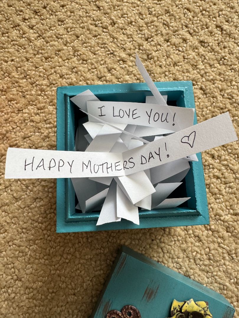 Aqua  Wooden Box Filled with Love, 3" x 3"