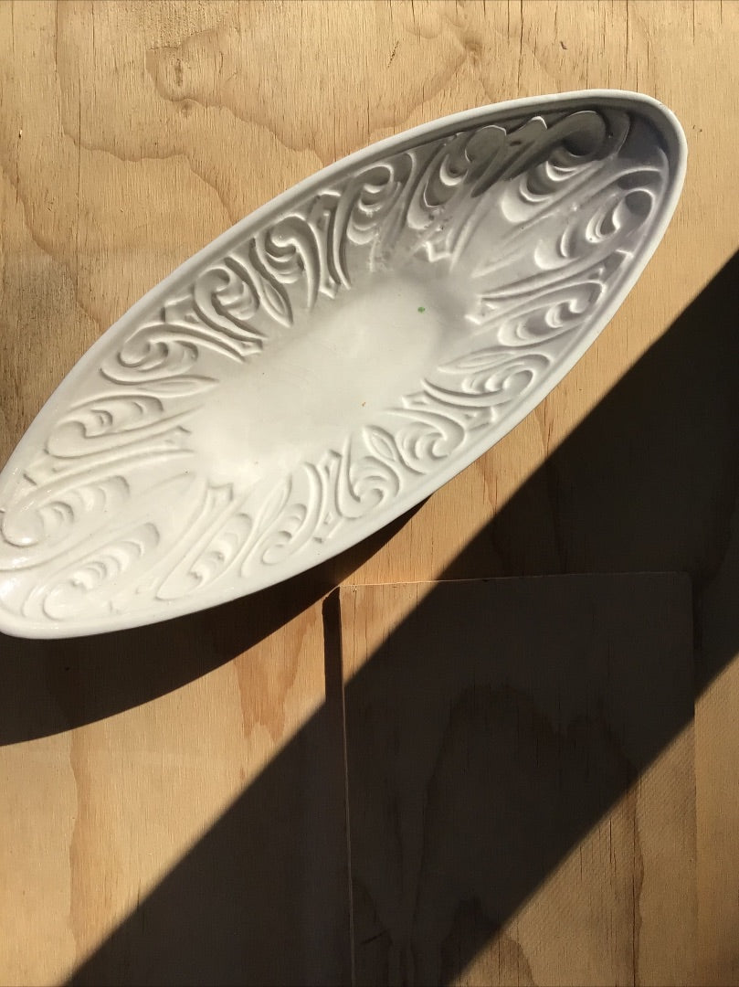 Cream and Green Maurice of Cali Maurice Pottery Server, 1.75”