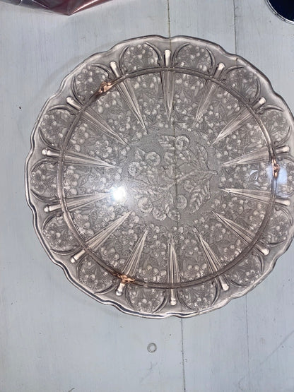 pink Jeanette Cherry Blossom Footed Plate, 10.25