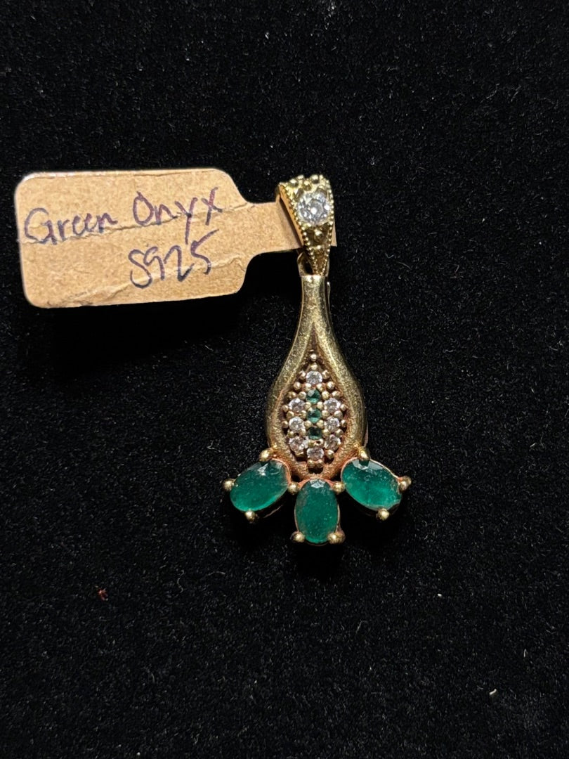 Green  Green onyx drop pendant