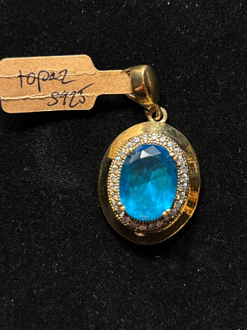 Blue  Blue topaz oval pendant