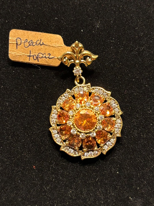 Peach  Round peach topaz pendant