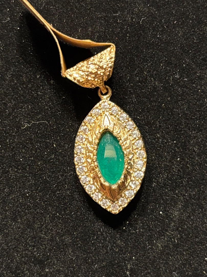 Green  Marquise green onyx pendant