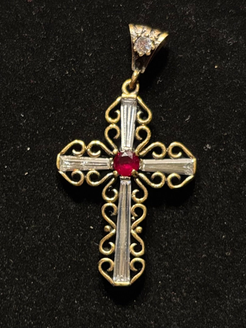 Red  Red stone cross pendant