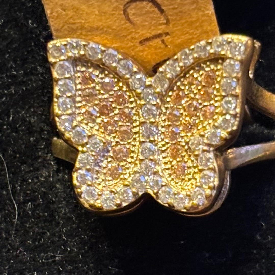 Yellow  Citrine butterfly ring, 8