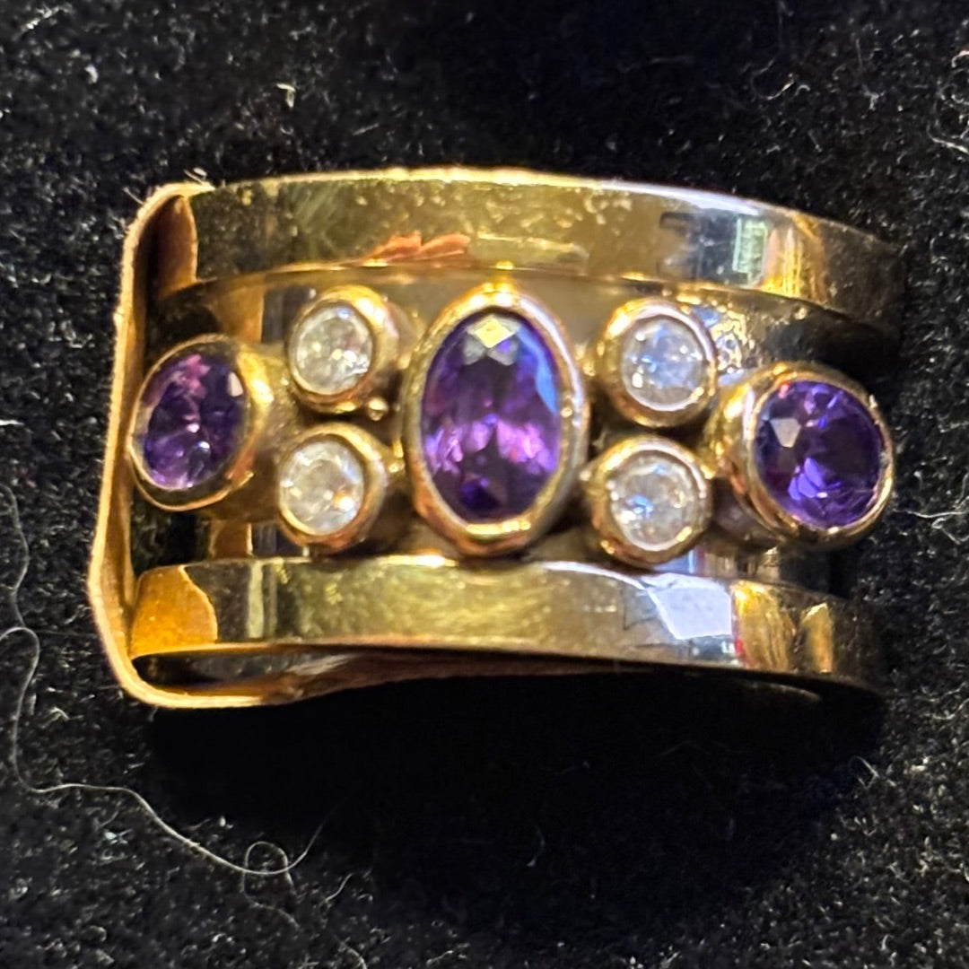Purple  Amethyst band ring, 7