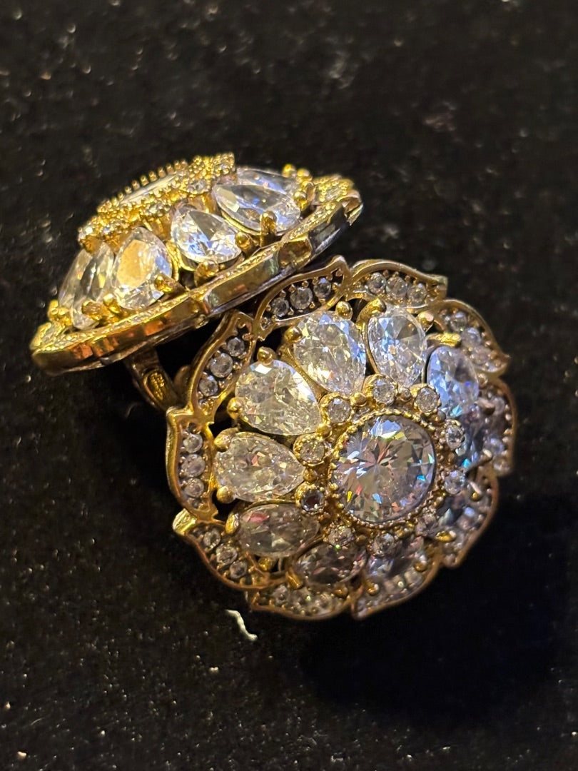 White  Large flower topaz earrings