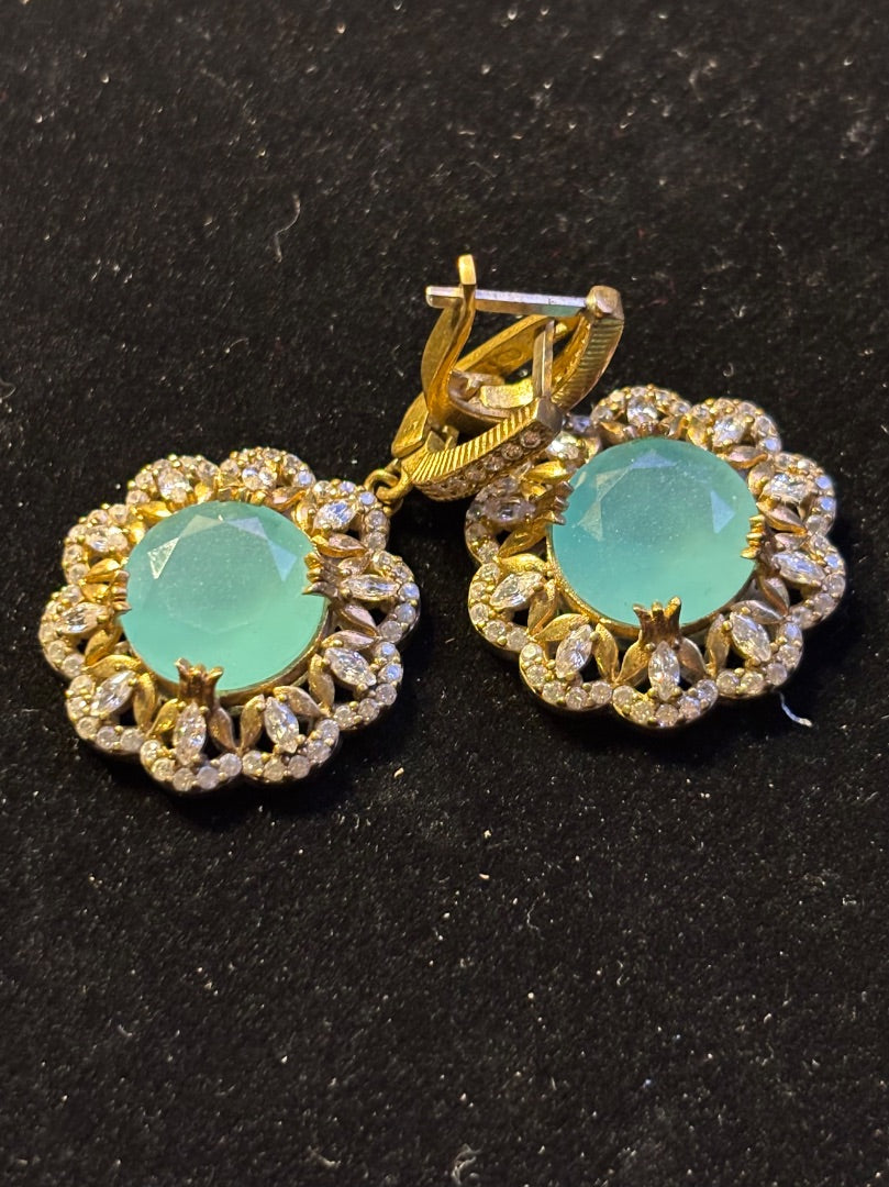 Blue  Chalcedony flower earrings