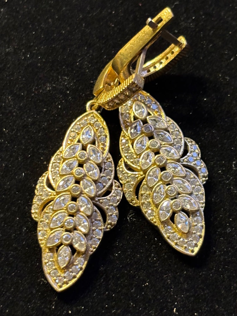 White  Long topaz cluster earrings