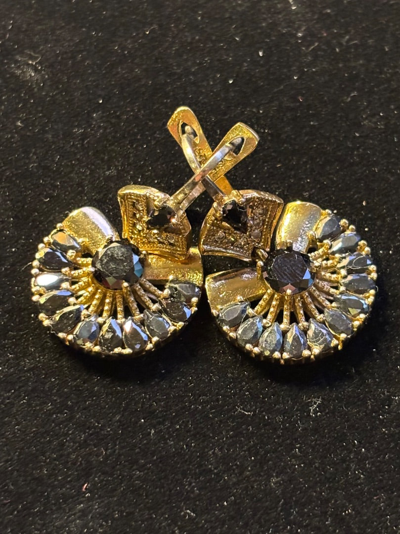 Black  onyx lever back earrings