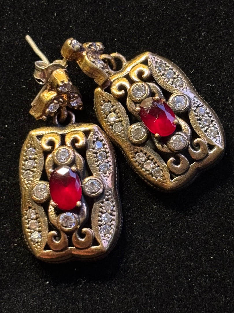 Red  Rectangular red stone earrings