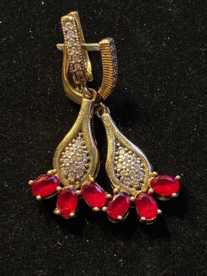 Red  Red stone dangly earrings